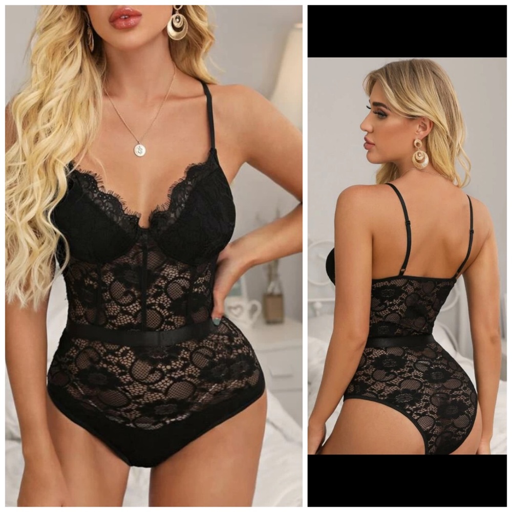 NWOT, Black Lace Teddy